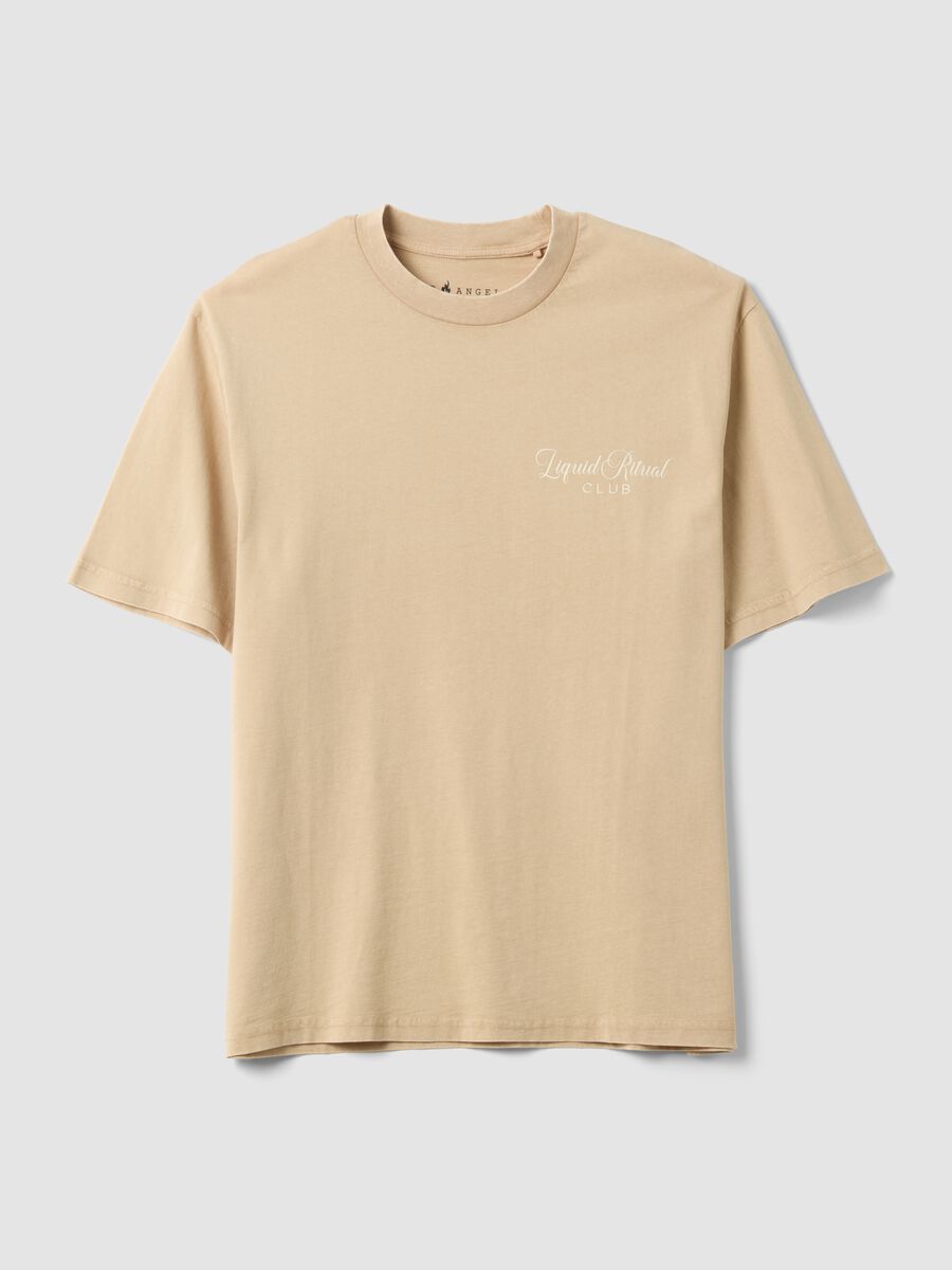 Beige short-sleeve pure cotton T-shirt_4