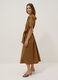 Brown pure cotton shirt dress with tie belt, regular fit_0
