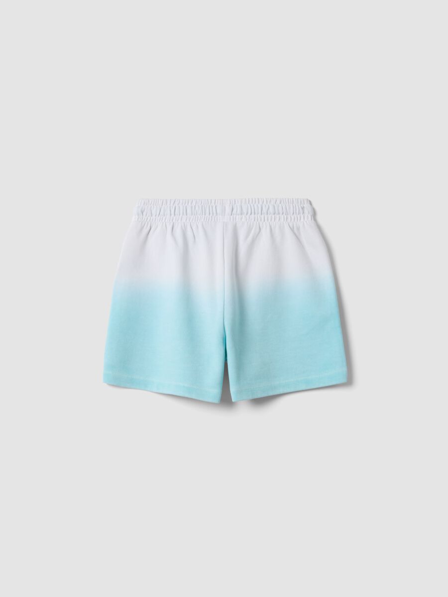 Light blue cotton-blend shorts with elasticated waist for girls, regular fit_1