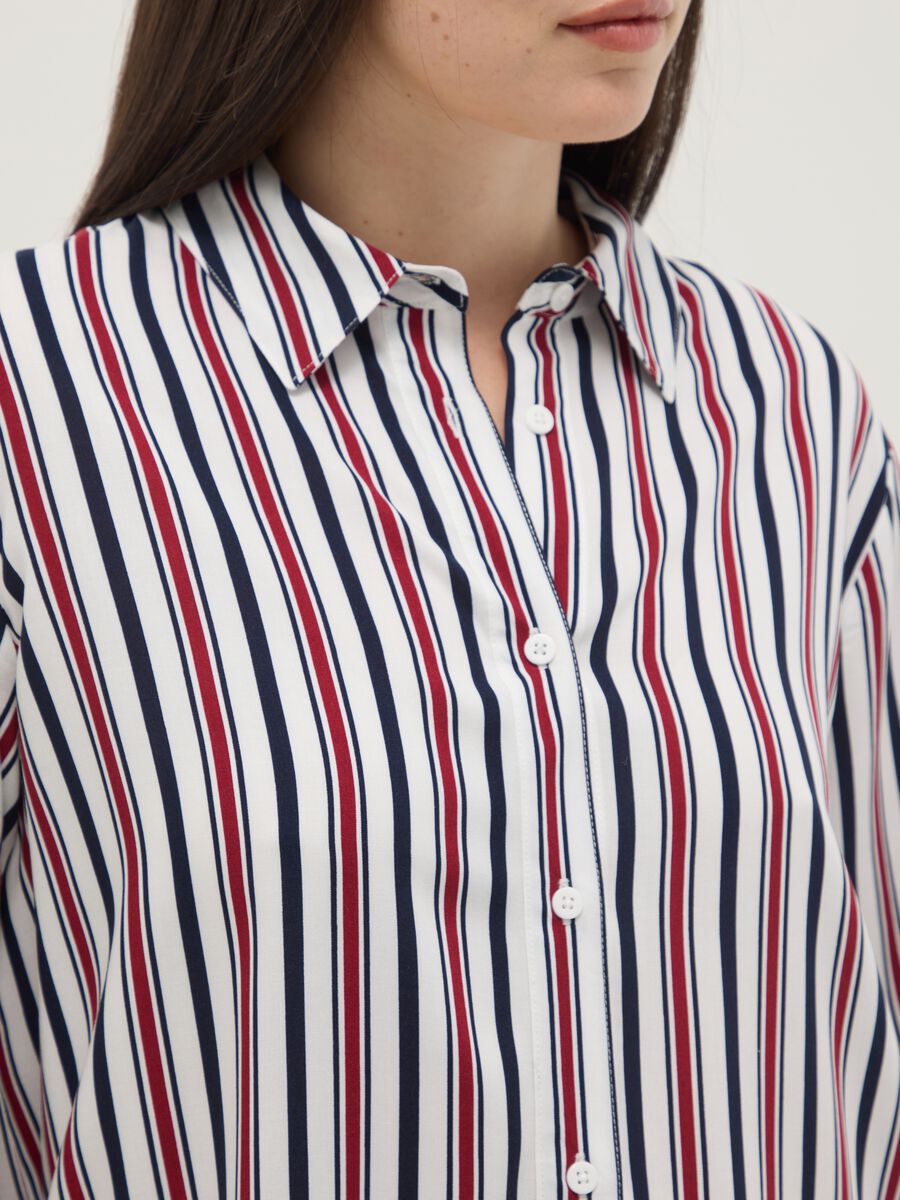Camicia in pura viscosa a righe multicolor regular fit_3