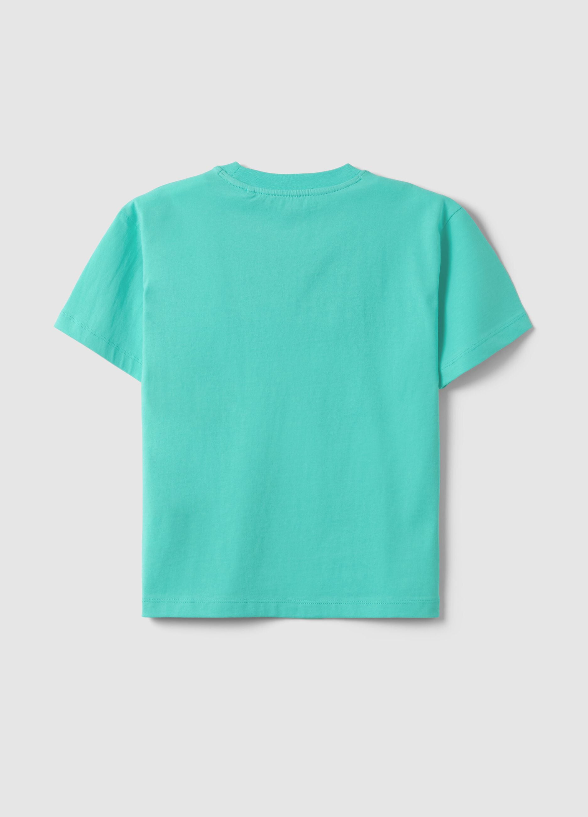 Children's oversized fit pure cotton blue T-shirt with print