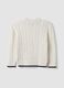 White pure cotton cable-knit oversized jumper for boys_4
