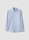 Light blue slim fit cotton shirt with micro-checks_4