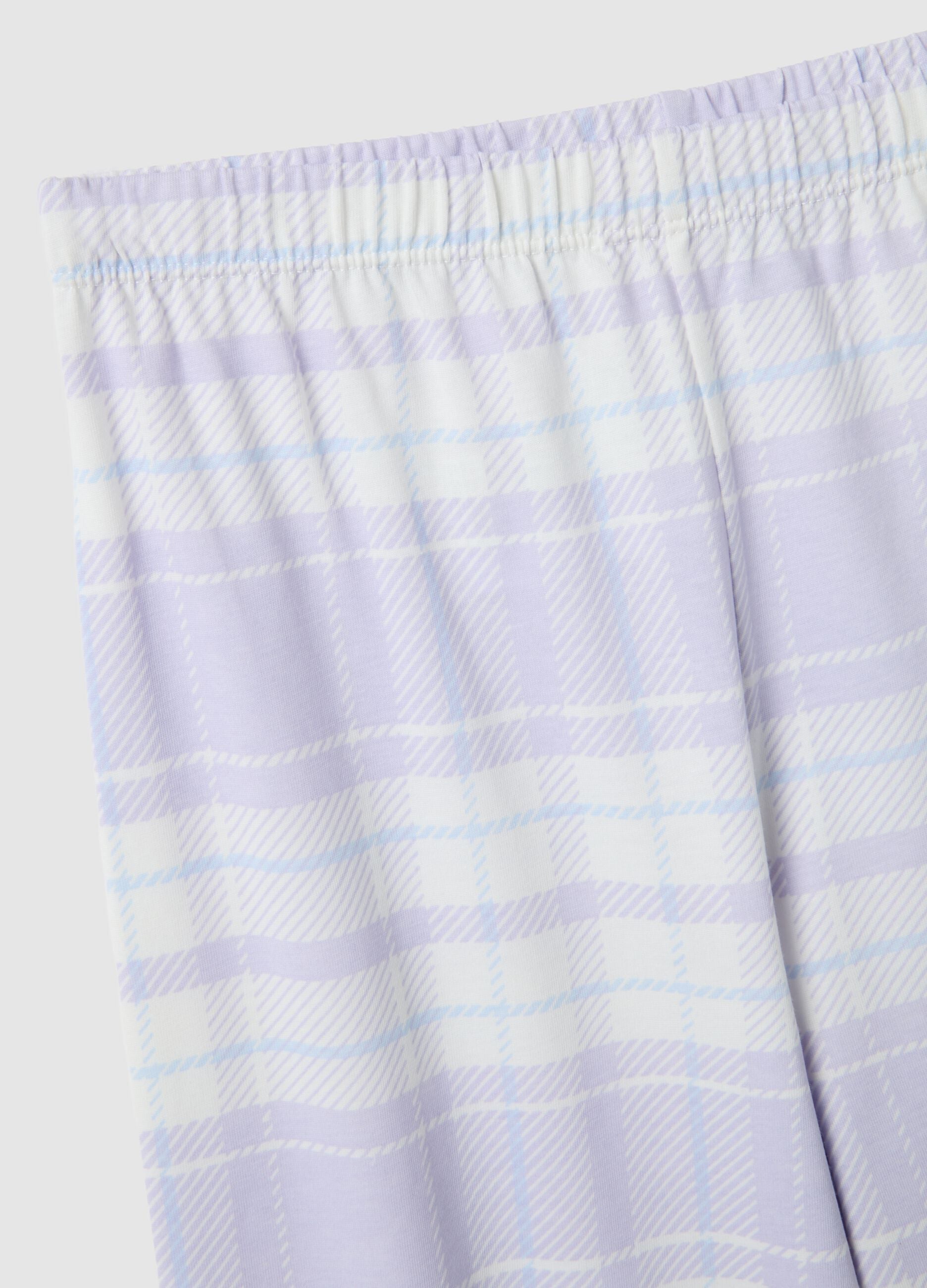 Girls' multicolour check regular fit pure cotton pyjamas