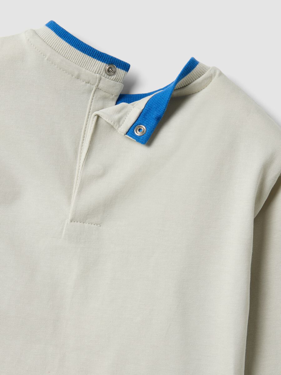 Boys' long-sleeved pure cotton printed T-shirt in white, oversized fit_3