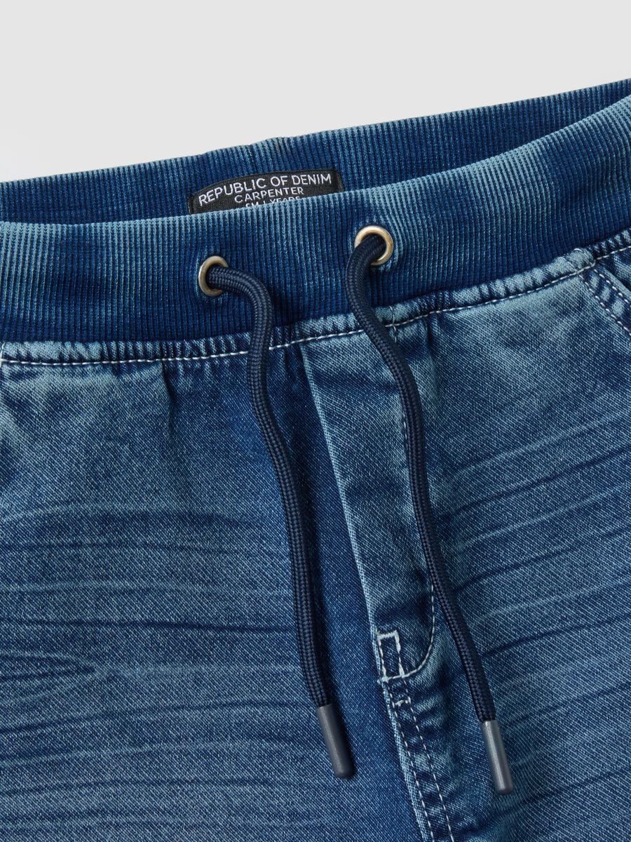 Blue cotton relaxed fit jog denim for kids_1