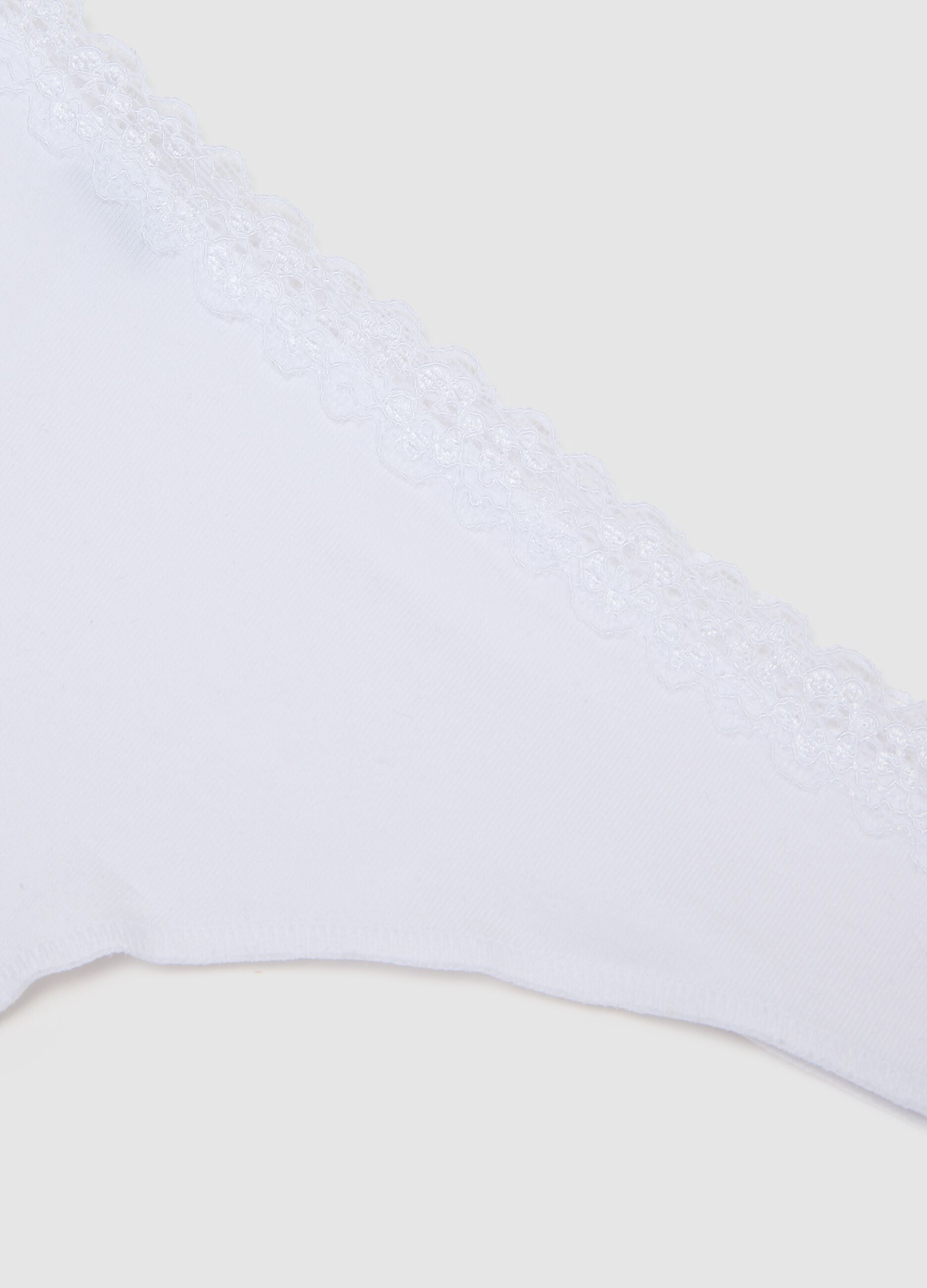 Regular fit white cotton stretch Brazilian briefs