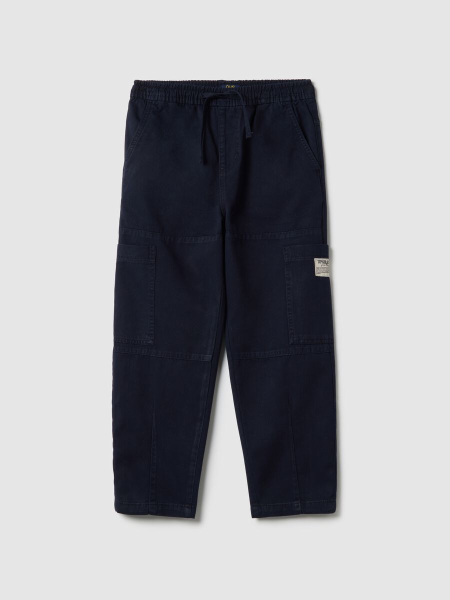 Boys' Regular Fit Blue Pure Cotton Jogger Trousers_3