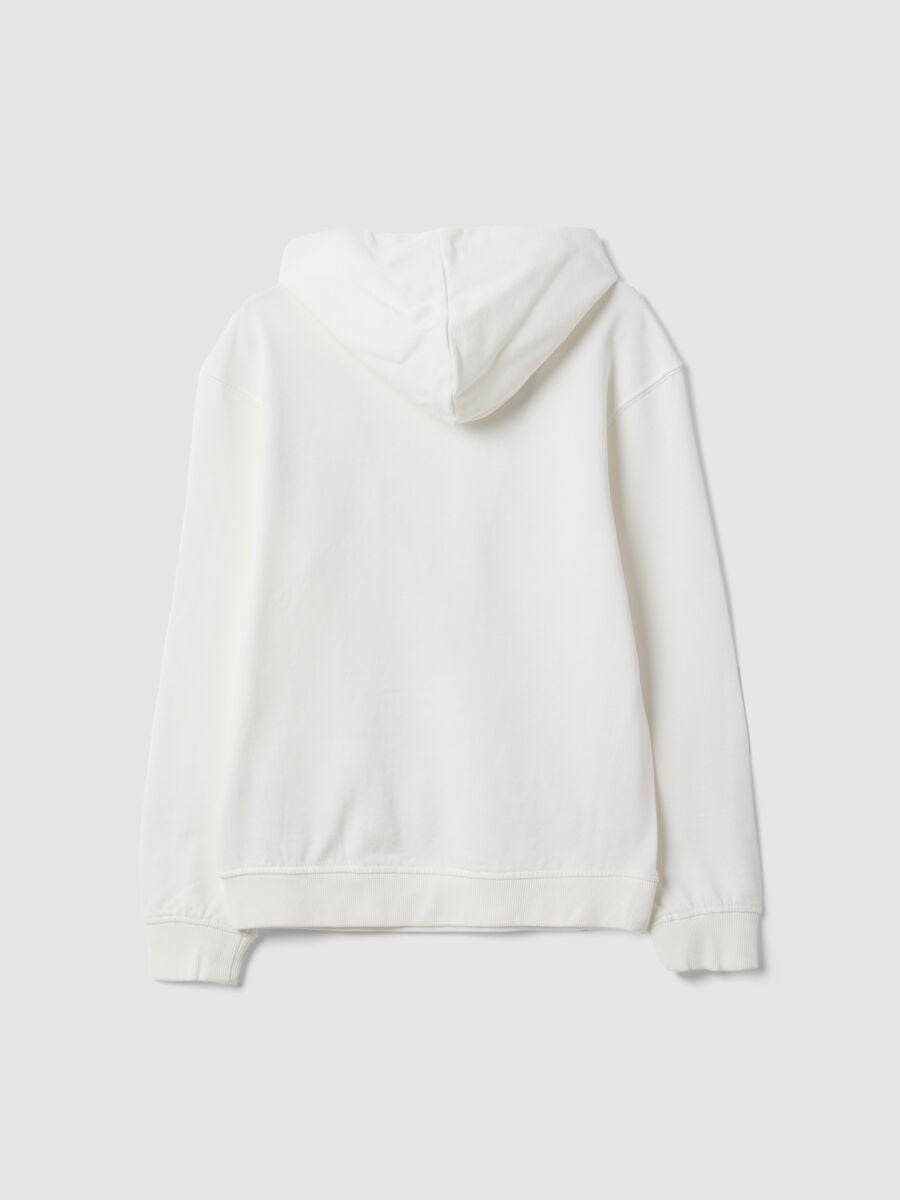 White pure cotton hoodie with print for boys_4