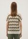 Beige open-knit striped top with green detailing in stretch cotton, regular fit_3