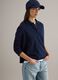 Long-sleeve blue polo shirt in pure cotton regular fit_0