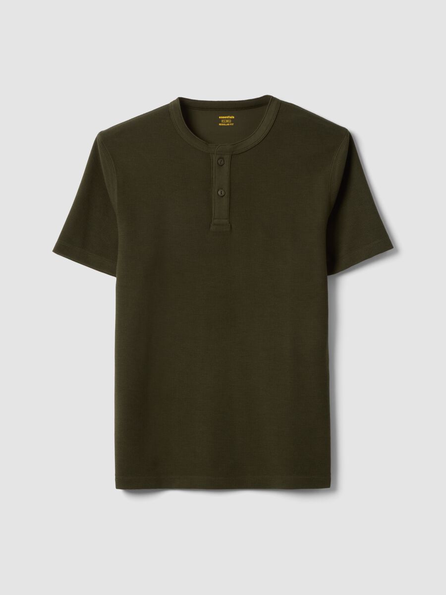 Green short-sleeve regular-fit Henley T-shirt_4