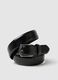 Black genuine leather belt with metal buckle_2