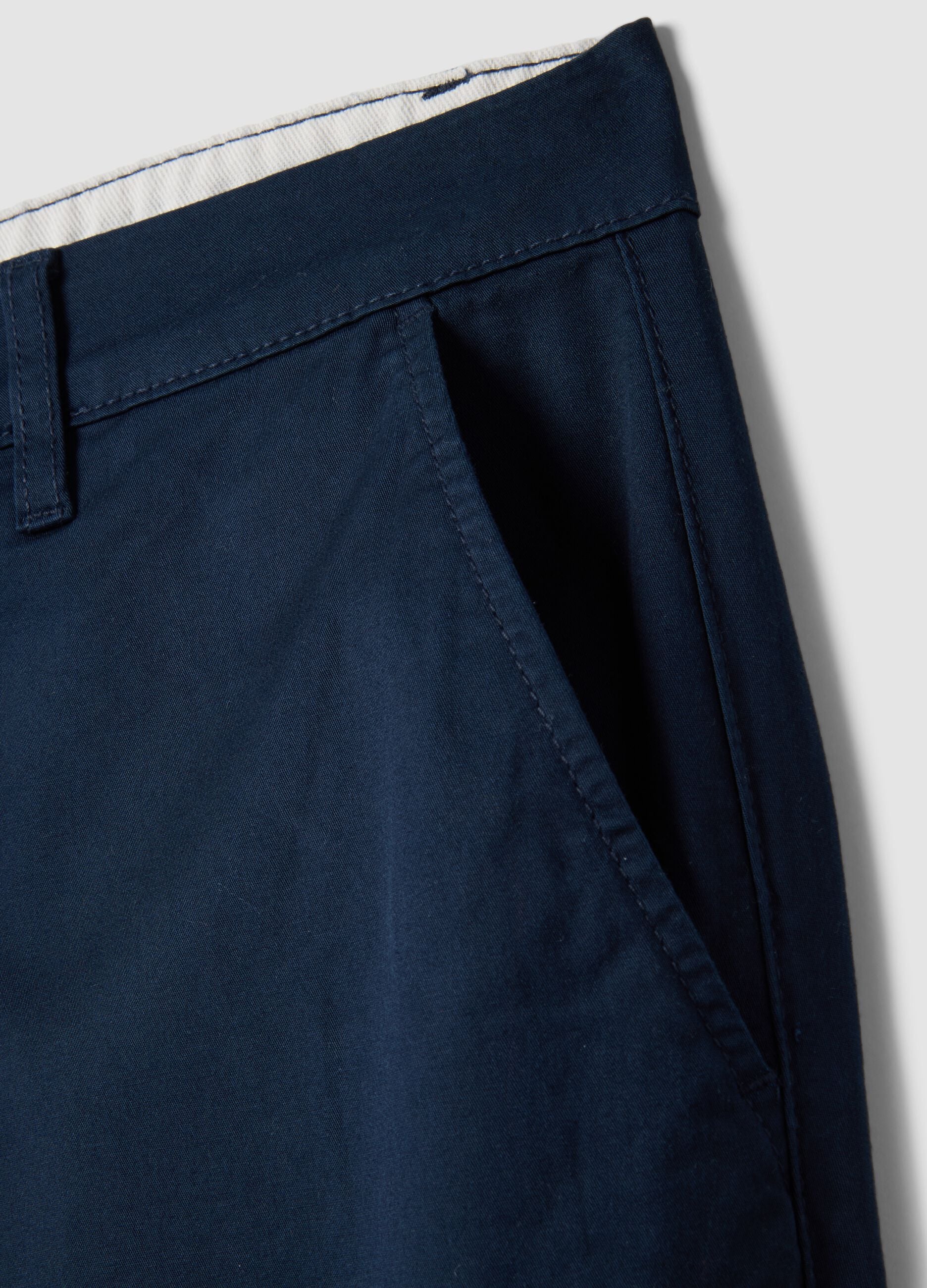 Blue Regular Fit Stretch Cotton Chino Trousers