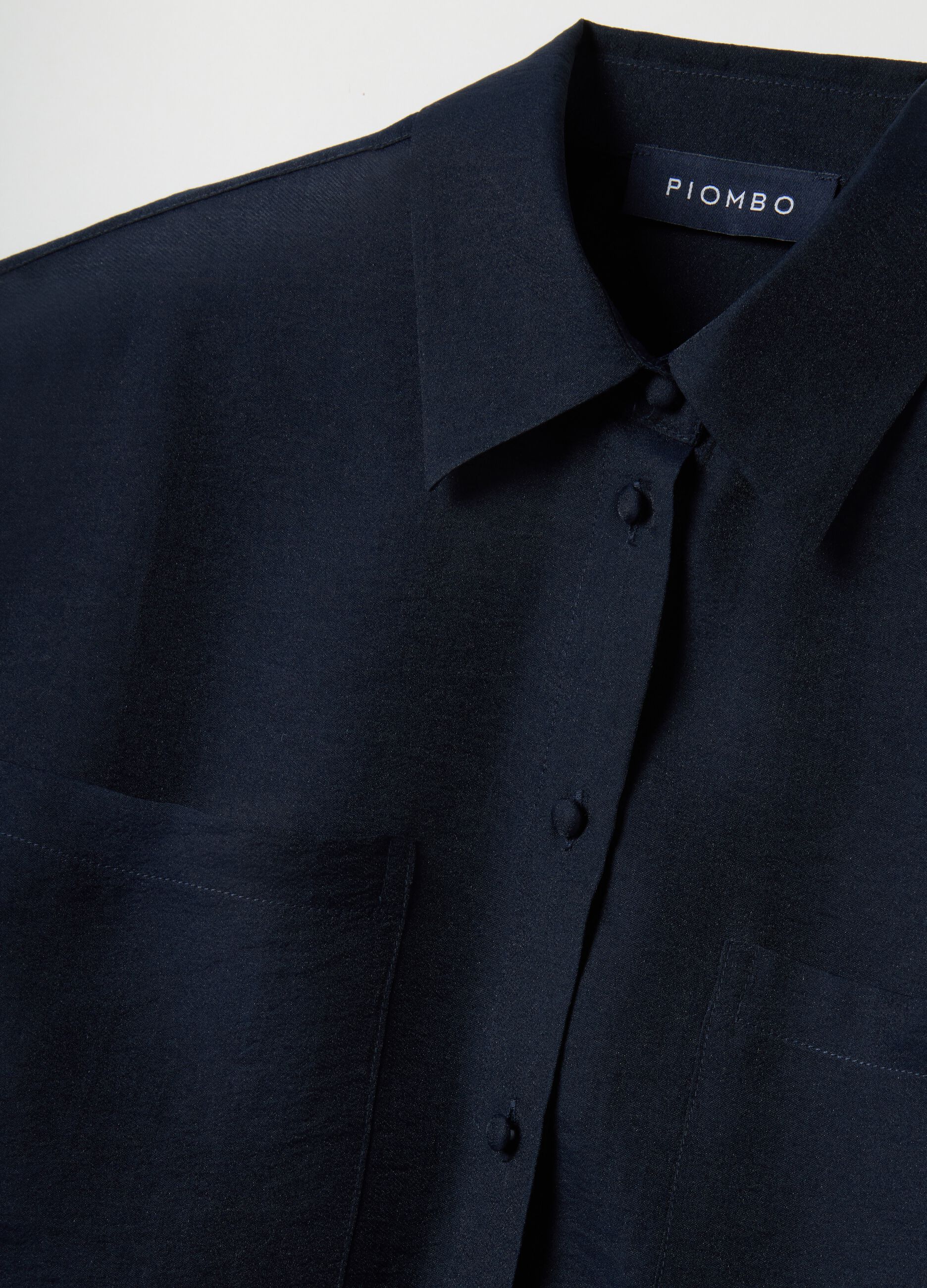 Blue long sleeve Lyocell shirt regular fit with classic collar