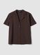 Brown oversized short-sleeve shirt in viscose blend_0