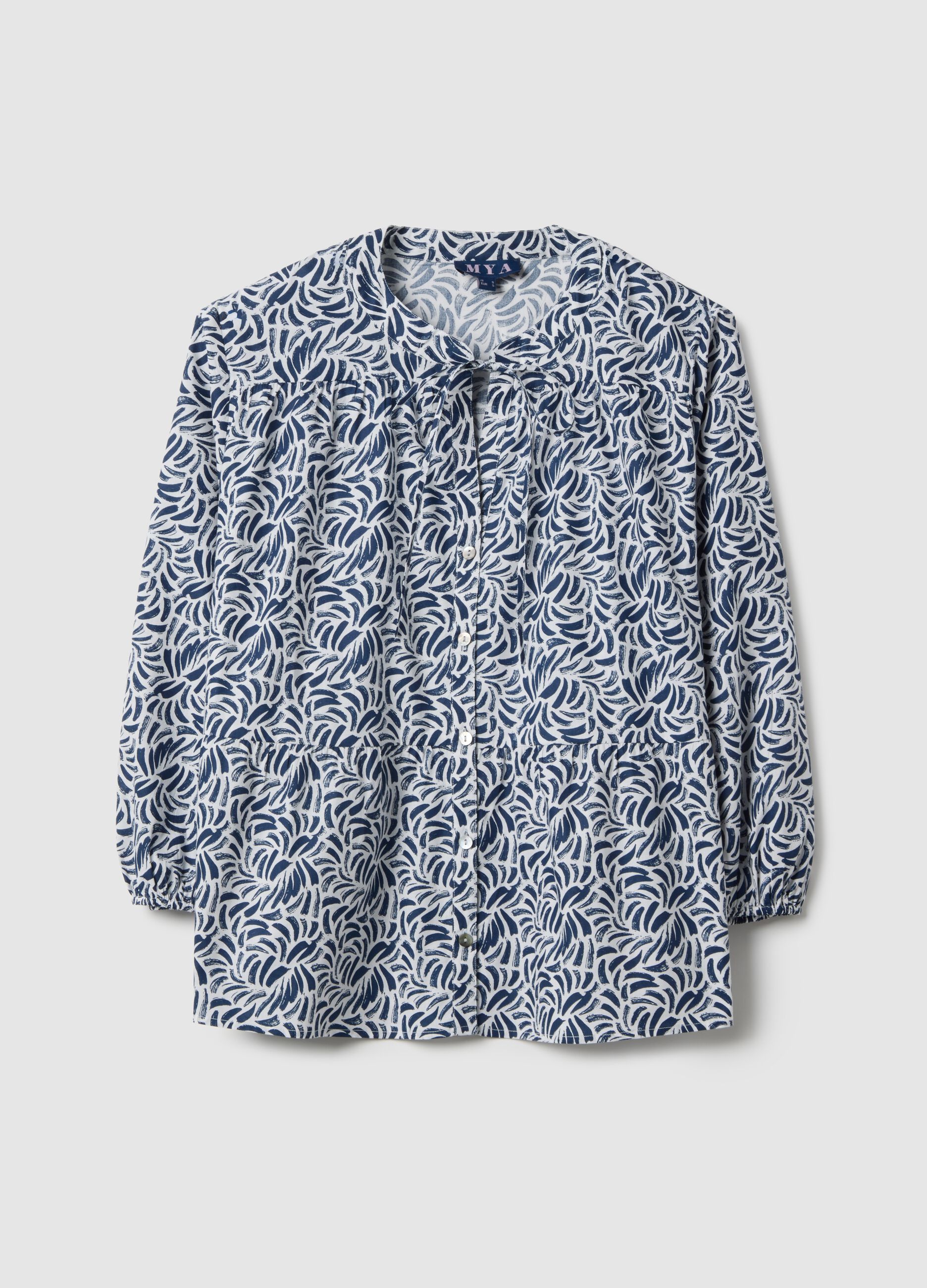Multicolour pure cotton shirt, regular fit with patterns