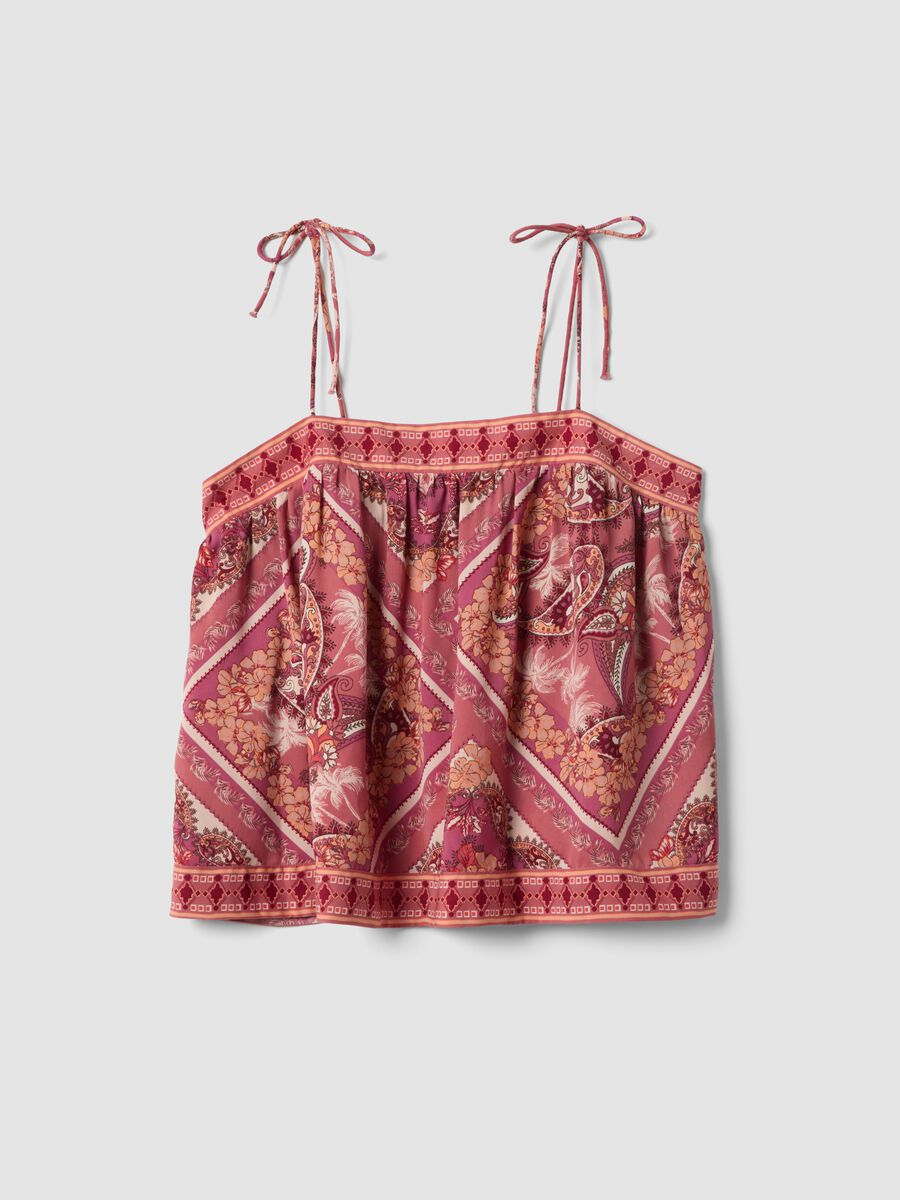 Regular-fit multicolour blouse with thin straps and floral print_4