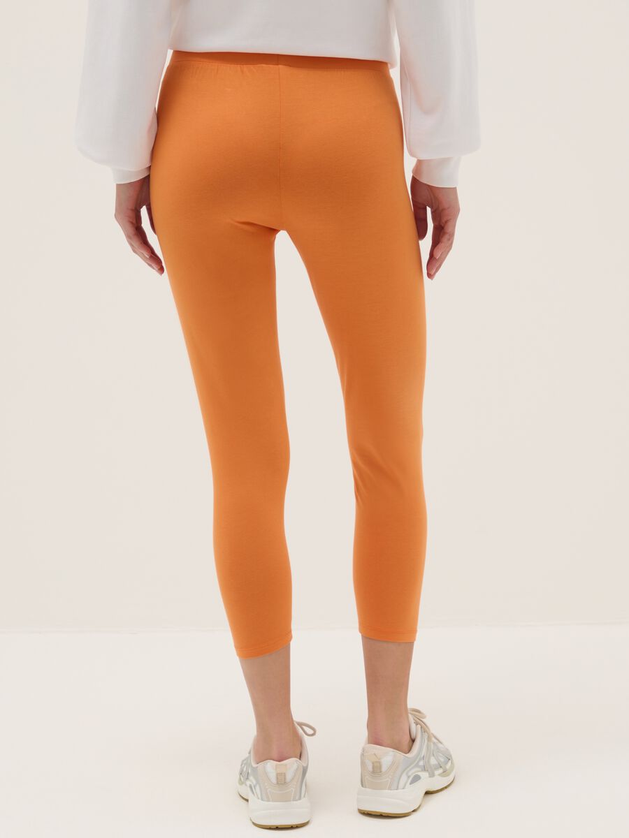 Orange stretch cotton regular fit leggings with Everlast logo_2