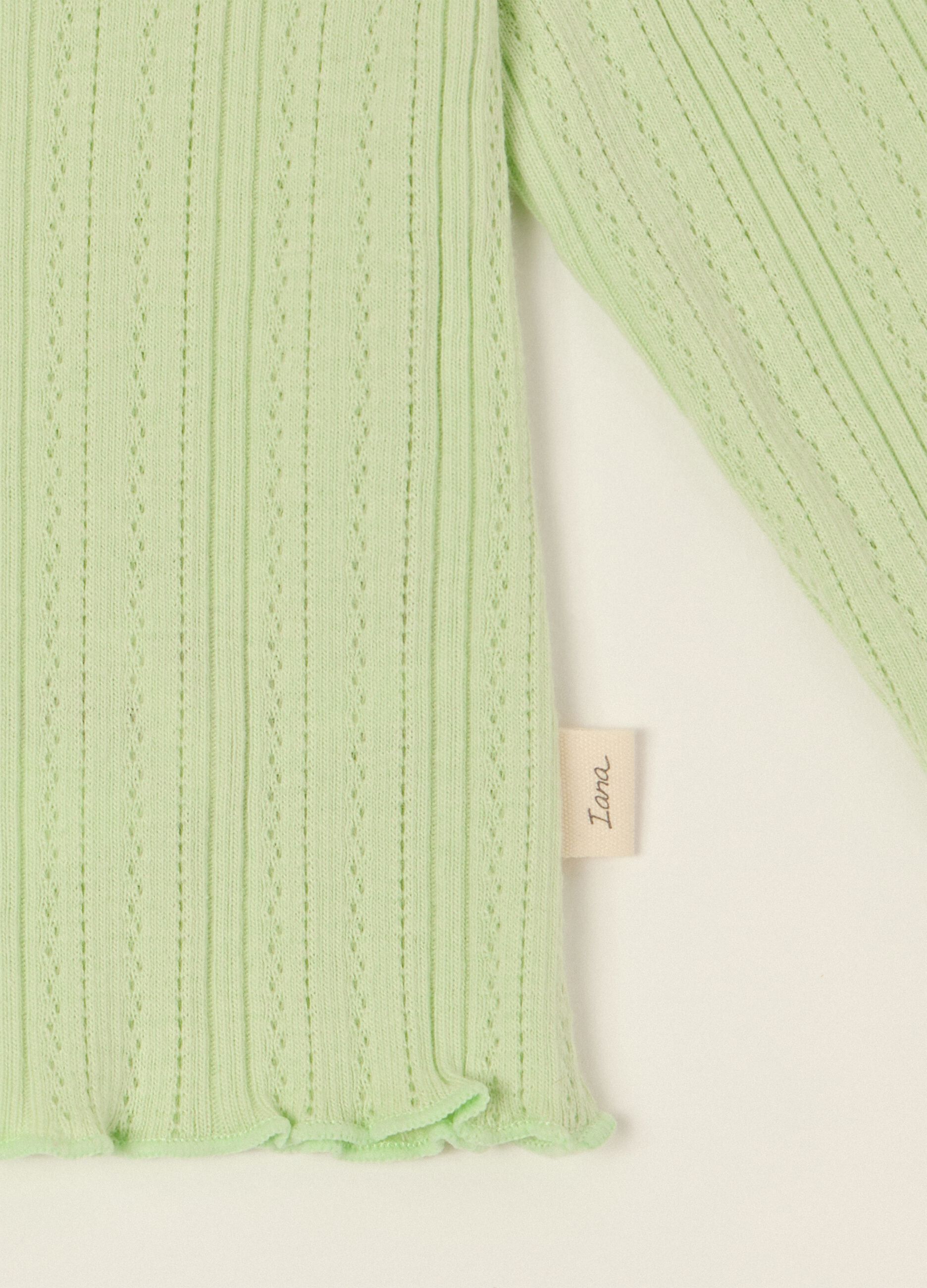 Green embroidered baby girl cotton-blend slim-fit T-shirt