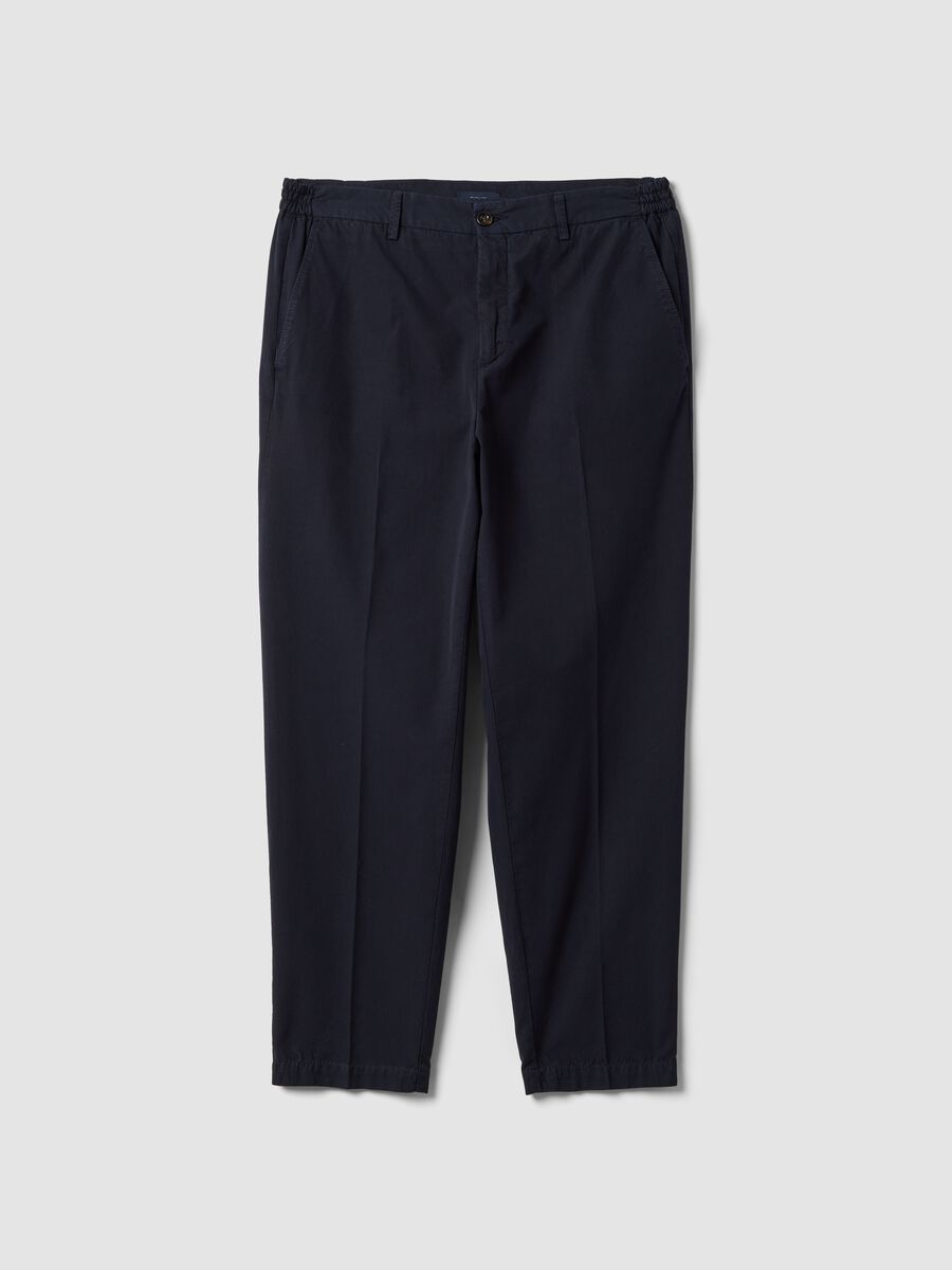 Blue cotton chino trousers with carrot fit_4