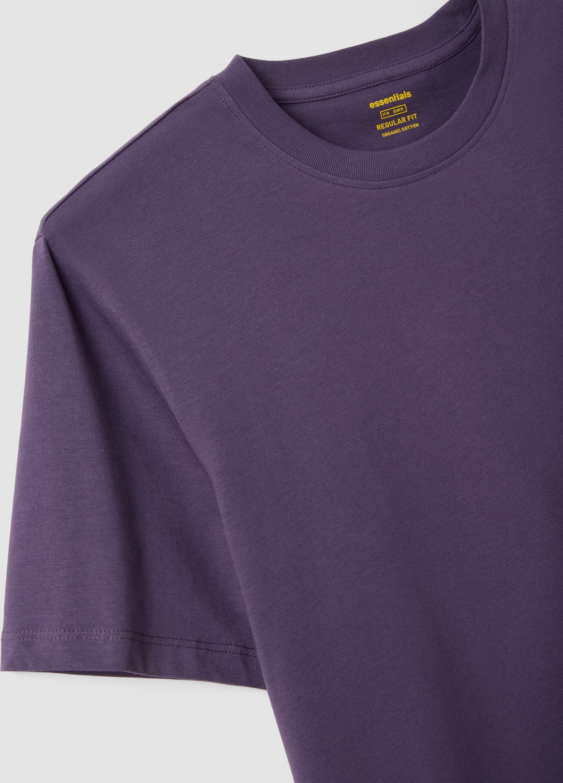 Purple short sleeve pure cotton regular fit T-shirt