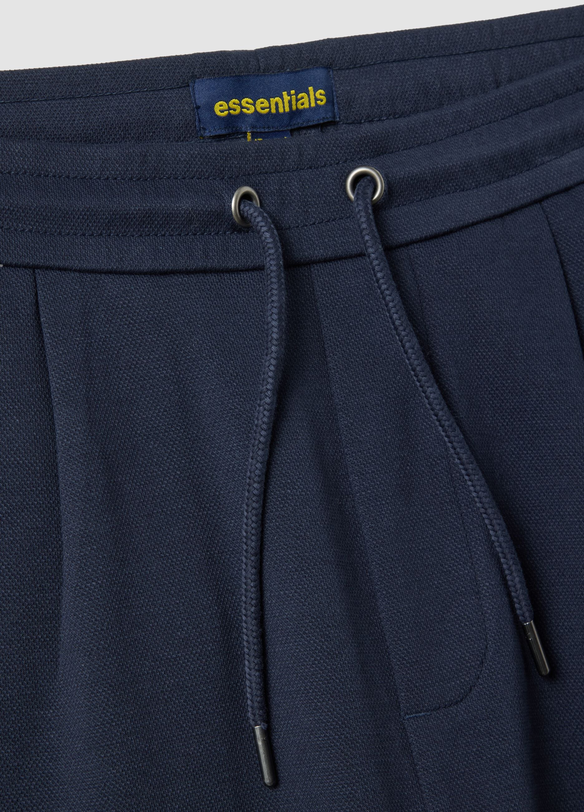Blue pure cotton shorts with elasticated waist, regular fit