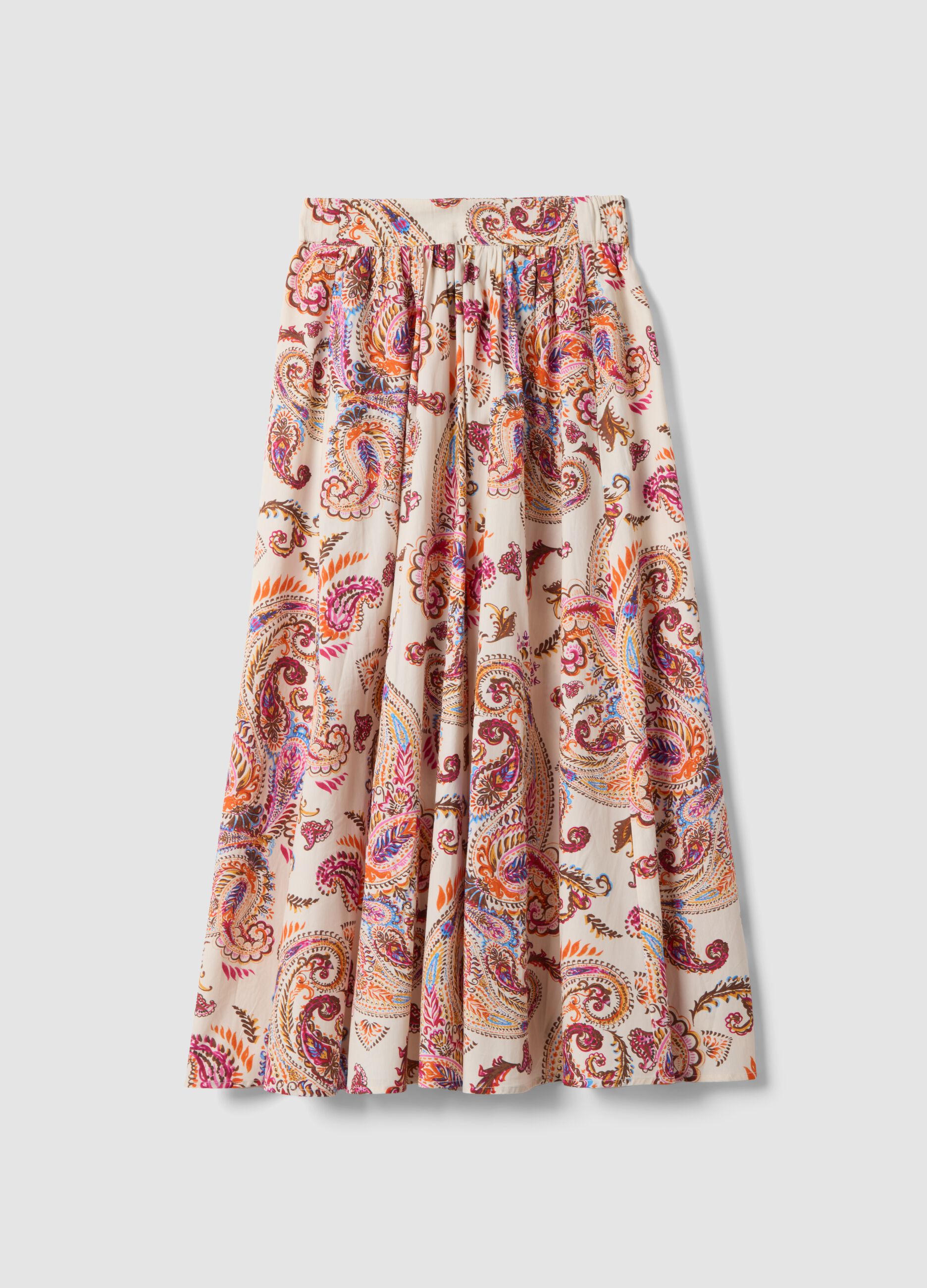 Multicoloured pure cotton maxi skirt