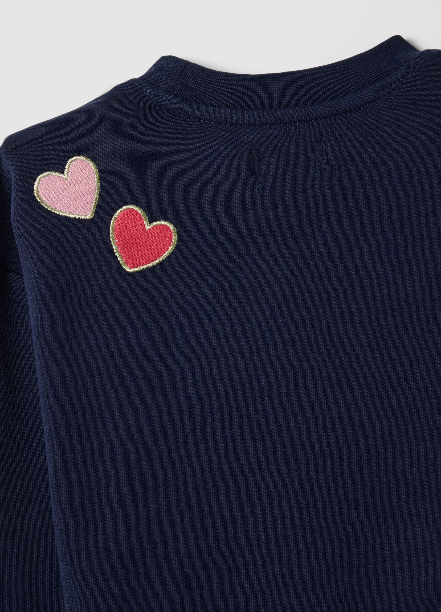 Blue pure cotton regular fit sweatshirt with embroidery for girl