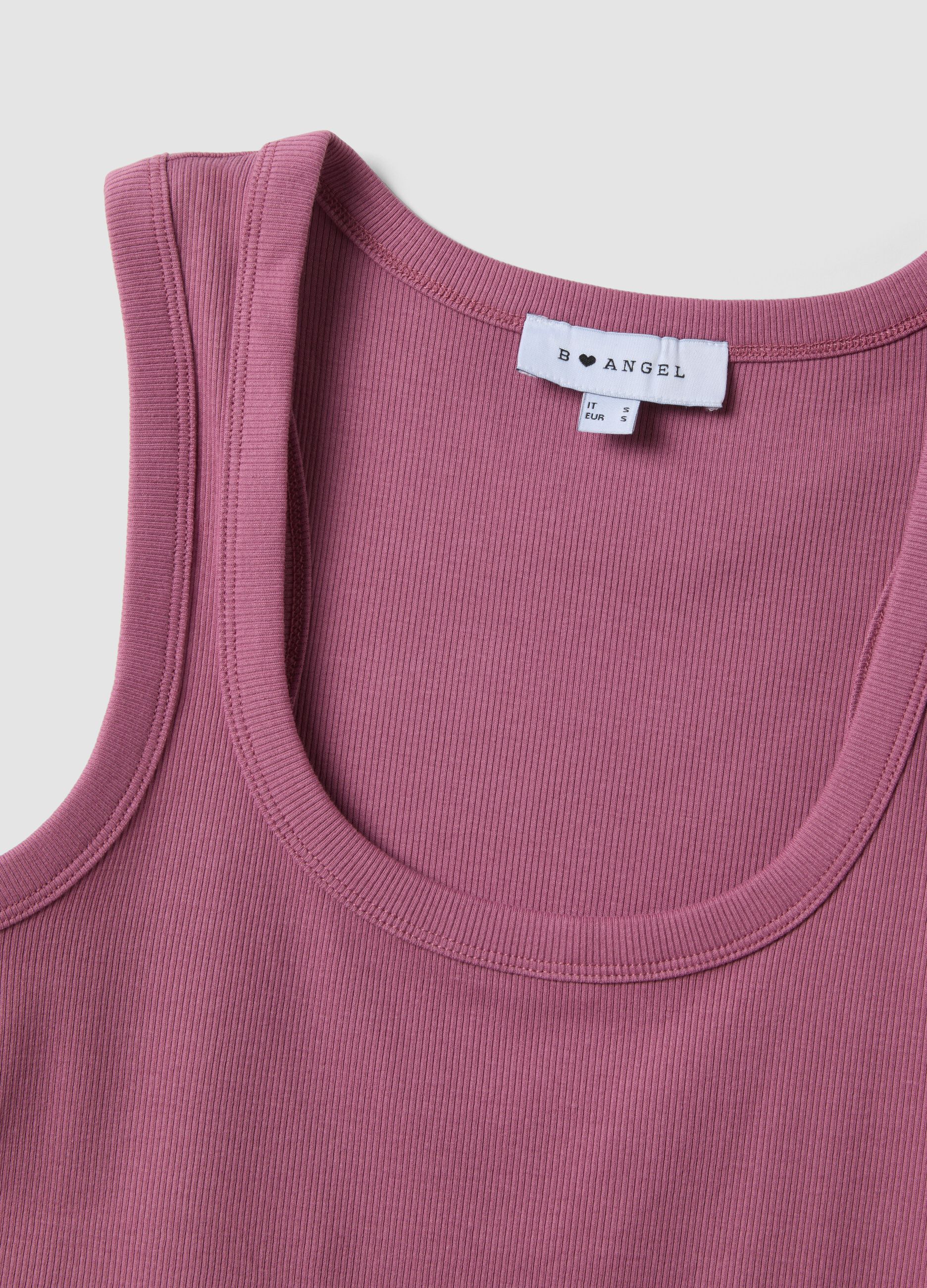 Pink fitted stretch cotton tank top