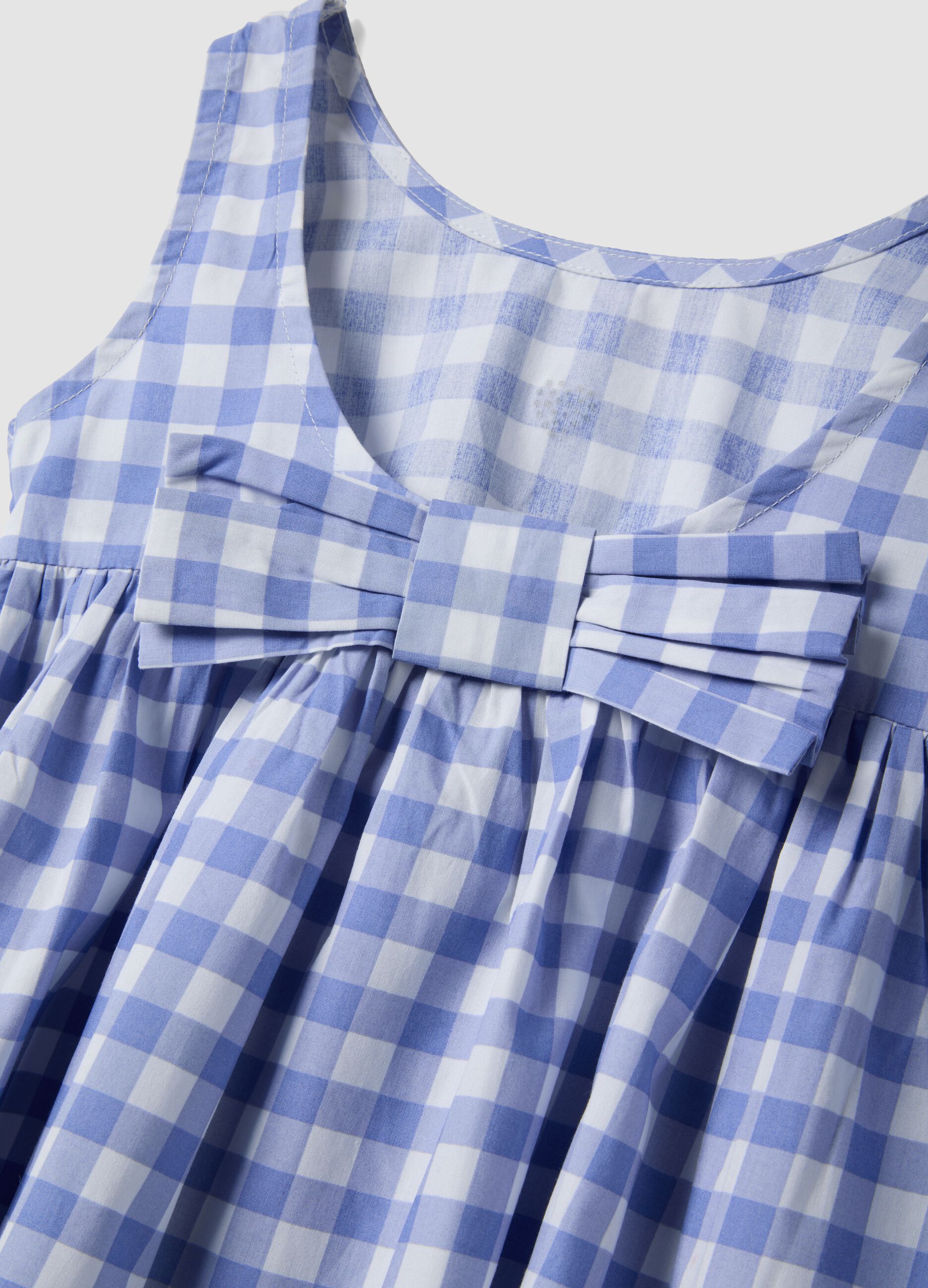 Multi-coloured plaid pure cotton dress for girls in regular fit