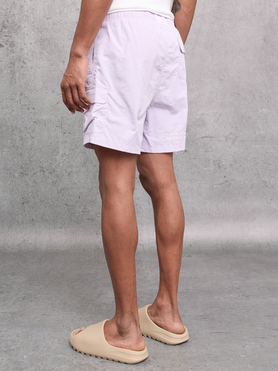 Pastel Lilac Cargo Swim Shorts_3