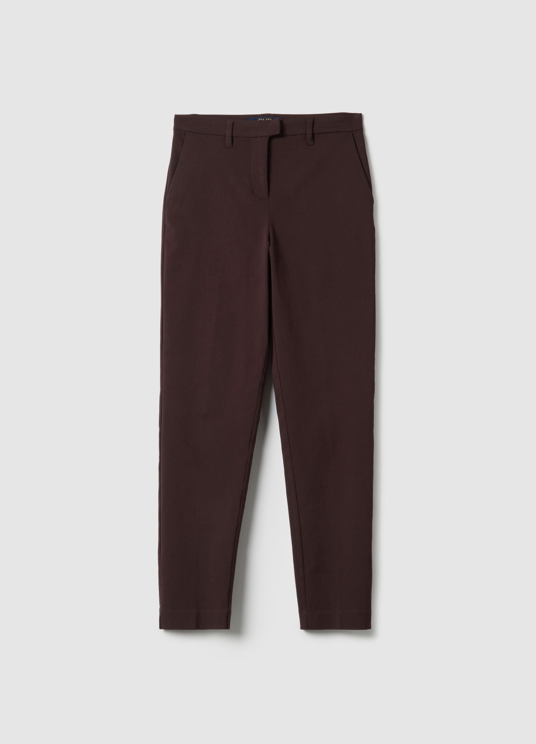 Brown slim fit chino trousers