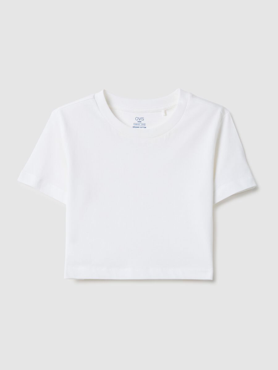 Girls' white pure cotton boxy fit T-shirt_3
