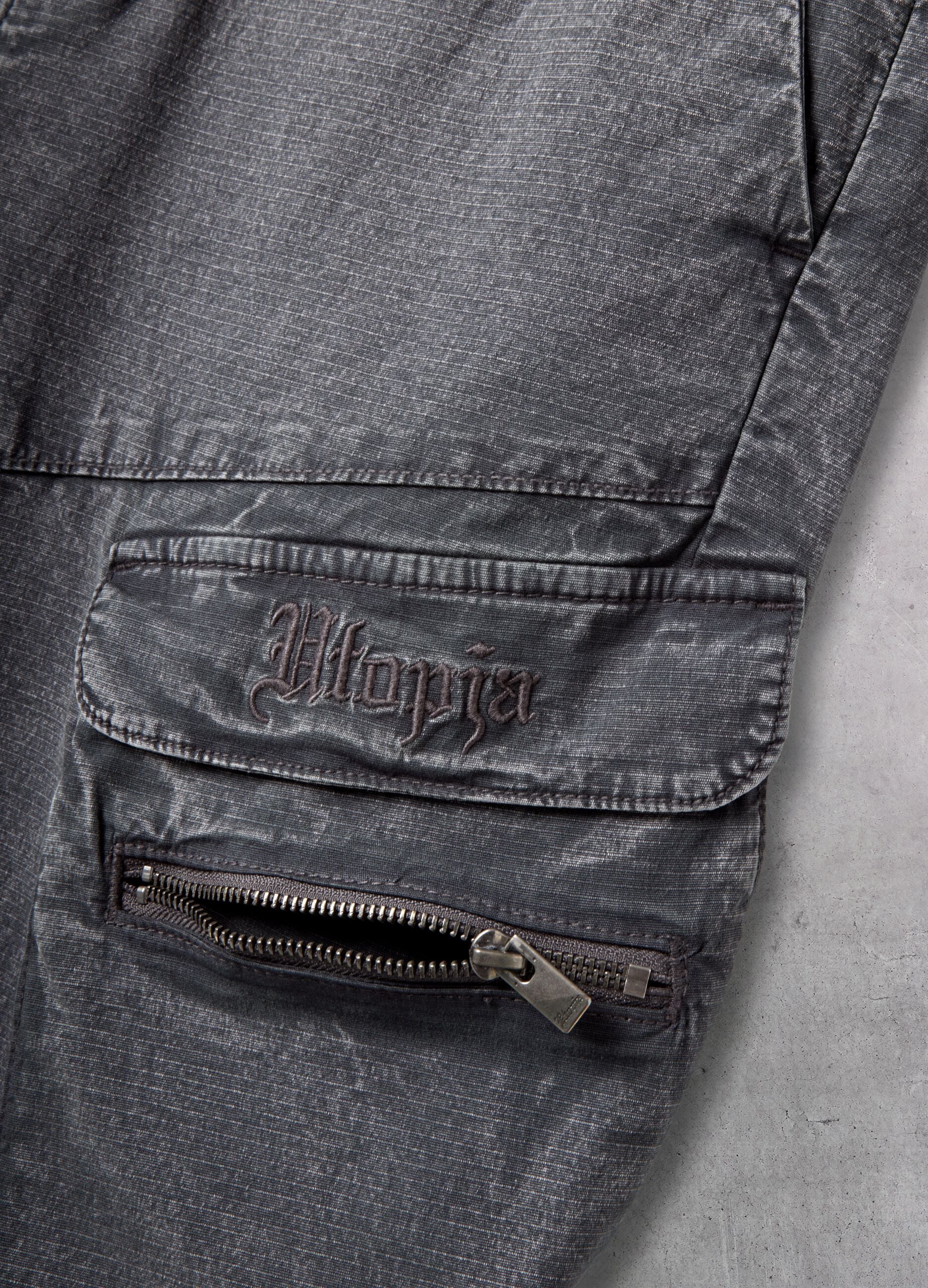 Washed Grey Cargo Shorts
