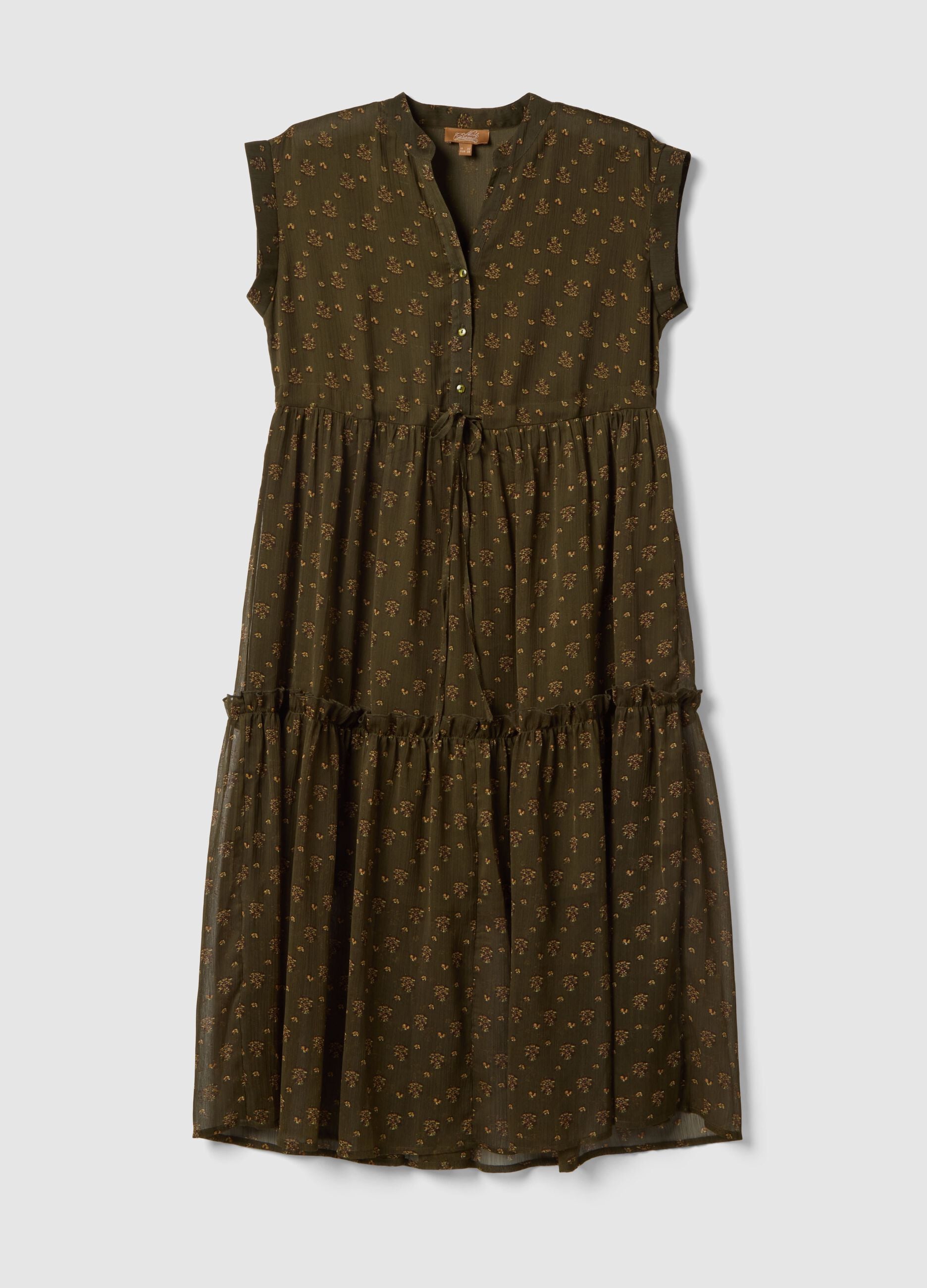 Sleeveless Green Floral Maternity Dress