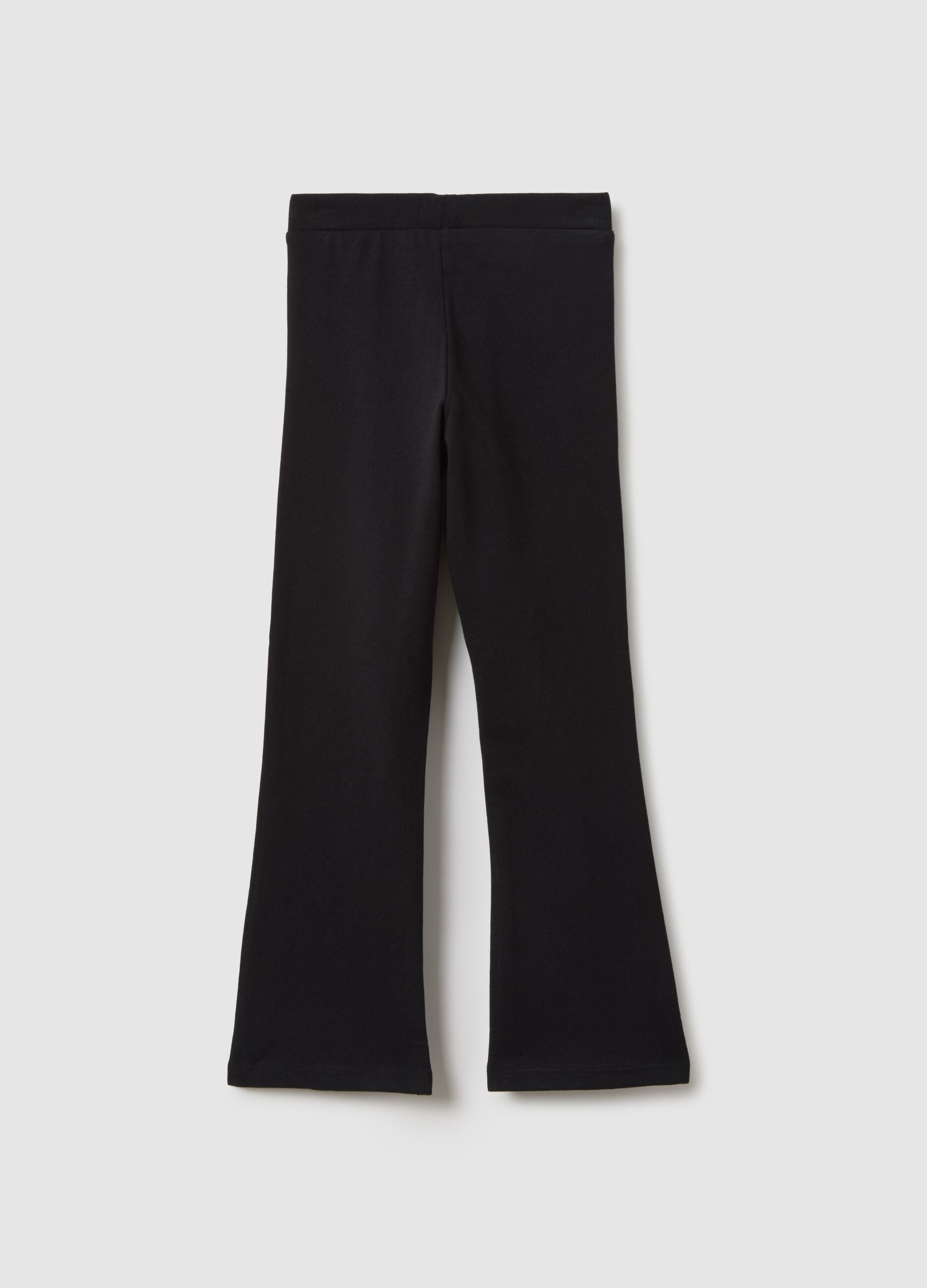 Black Stretch Cotton Flare Fit Girl's Leggings
