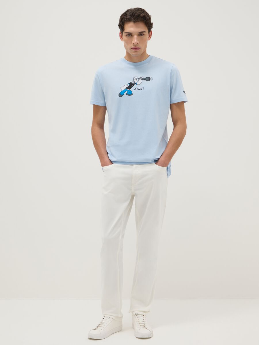 Blue pure cotton regular fit T-shirt with print_1