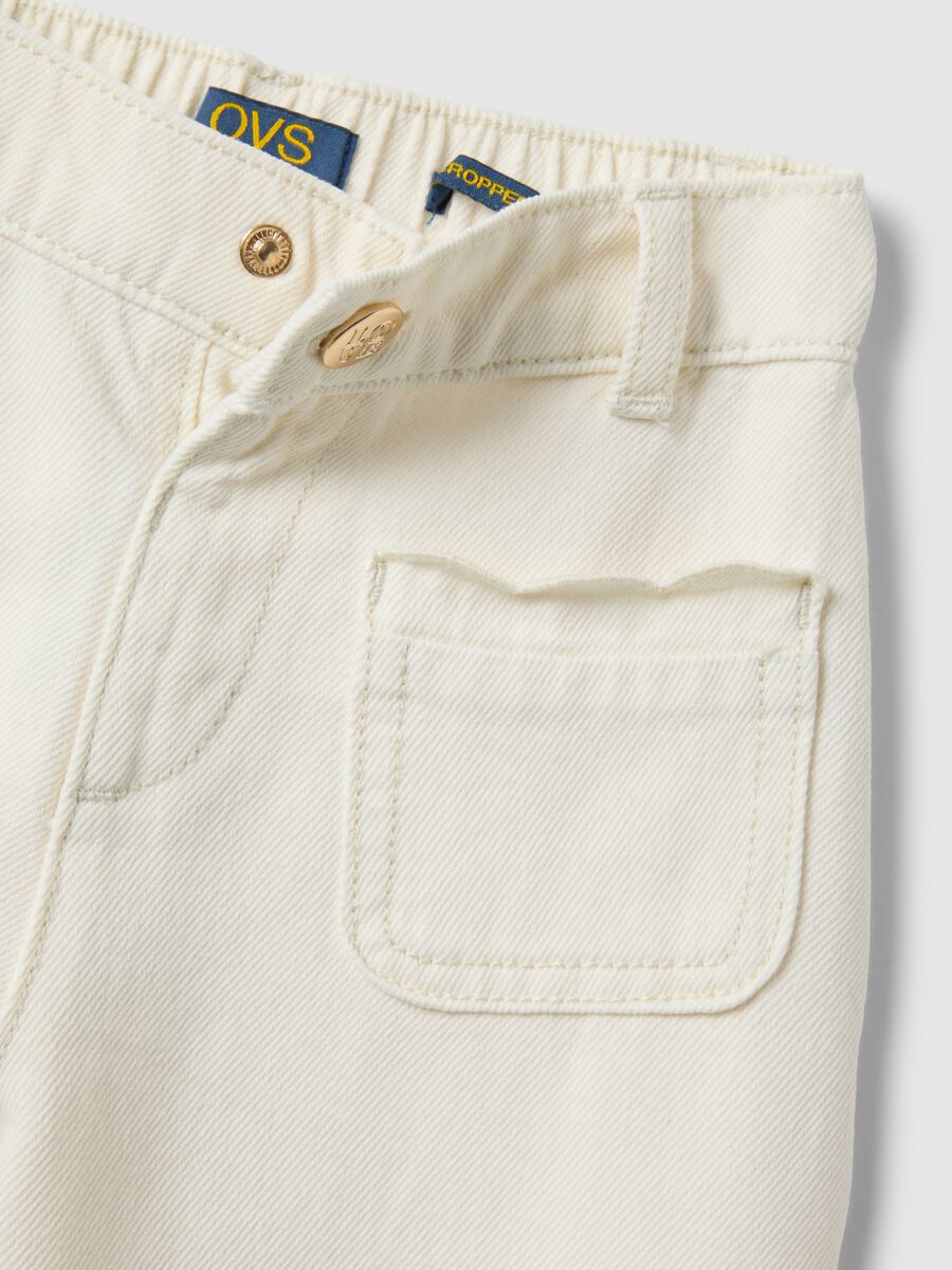 Girls' white cotton culotte trousers with embroidery_2
