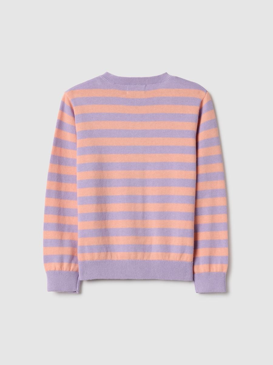Girls' regular fit multicolour striped pure cotton cardigan_1
