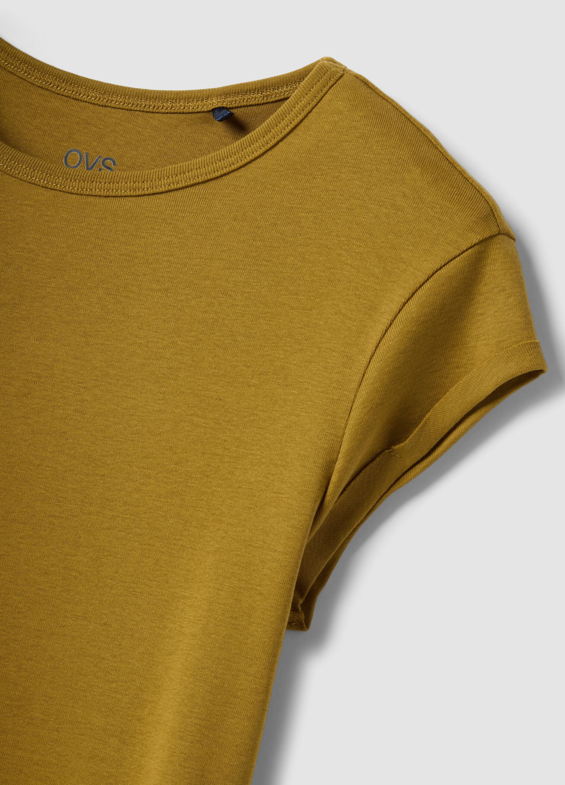 Yellow short sleeve pure cotton regular fit T-shirt