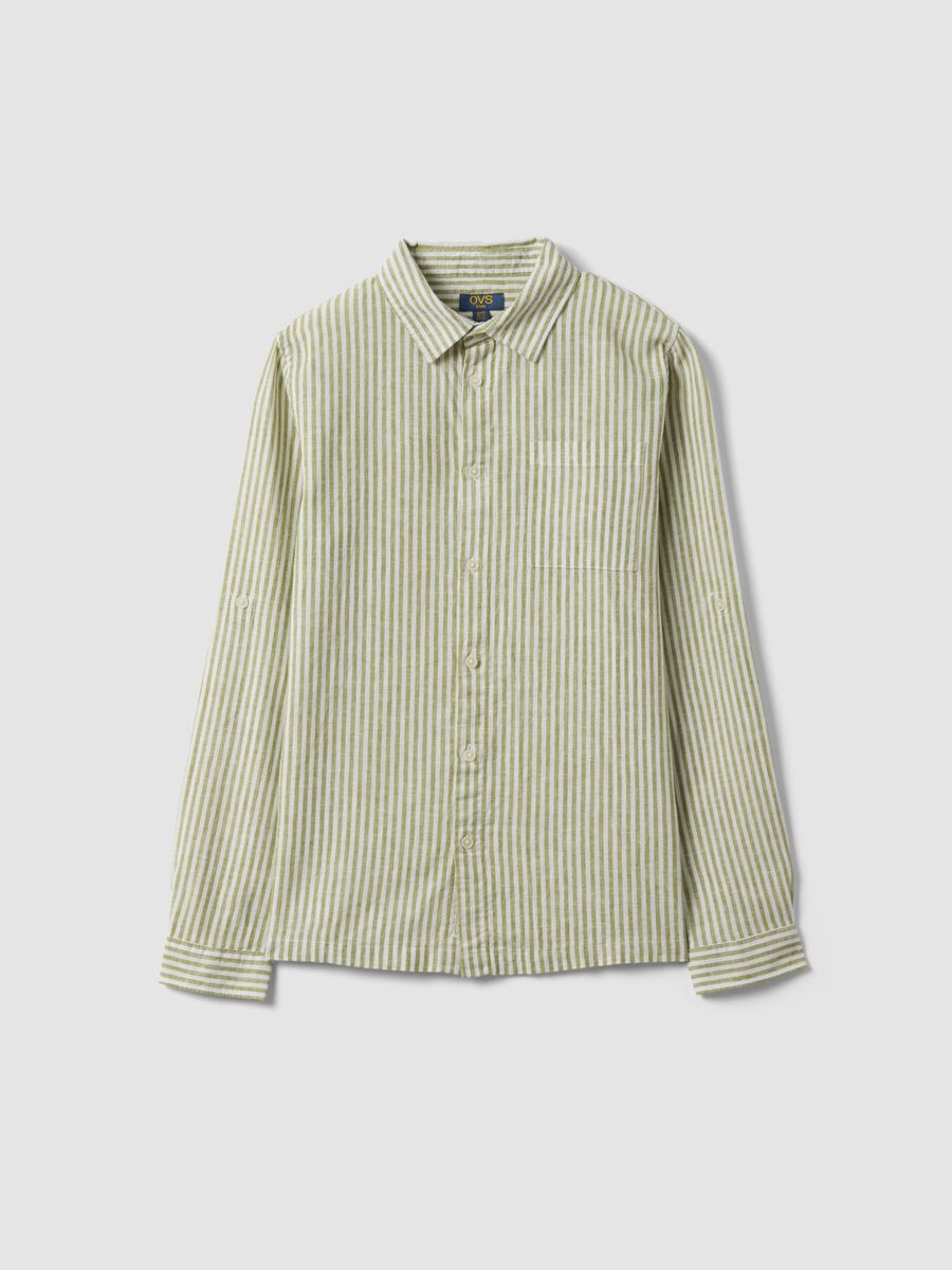 Boys' multicolour striped linen blend shirt, regular fit_3