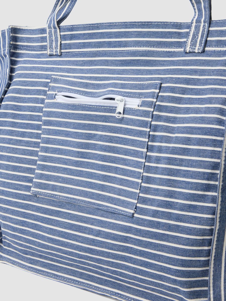 Blue striped pure cotton shopper bag_3
