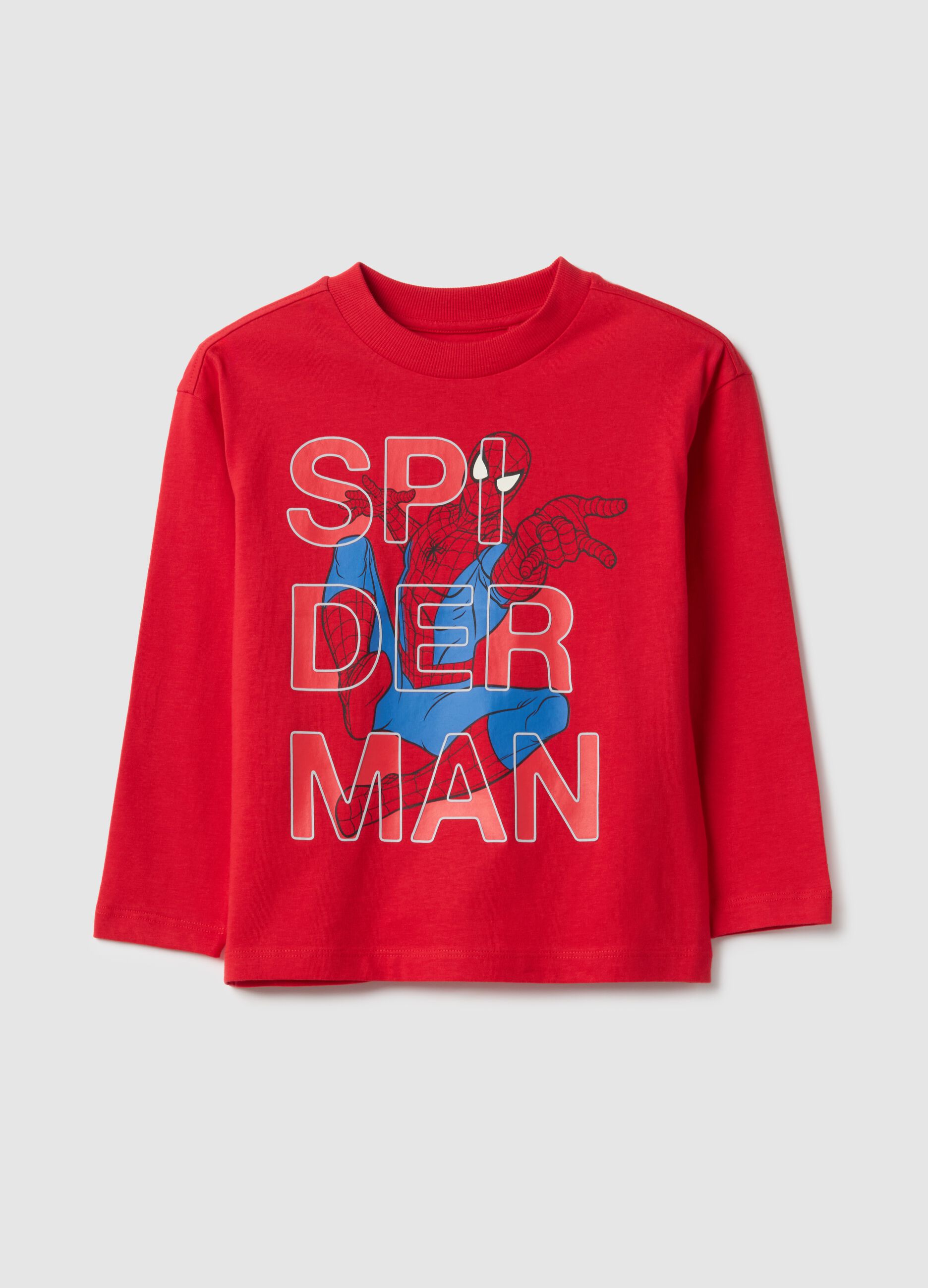 Children's red T-shirt in pure cotton over fit with SpiderMan print