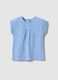 Blue pure cotton regular fit girl's T-shirt with embroidery_0