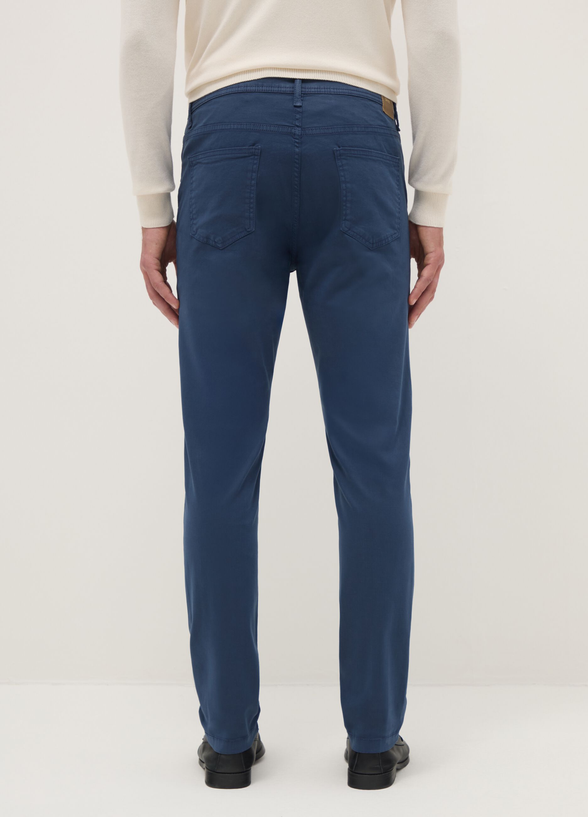 Blue cotton stretch skinny fit trousers