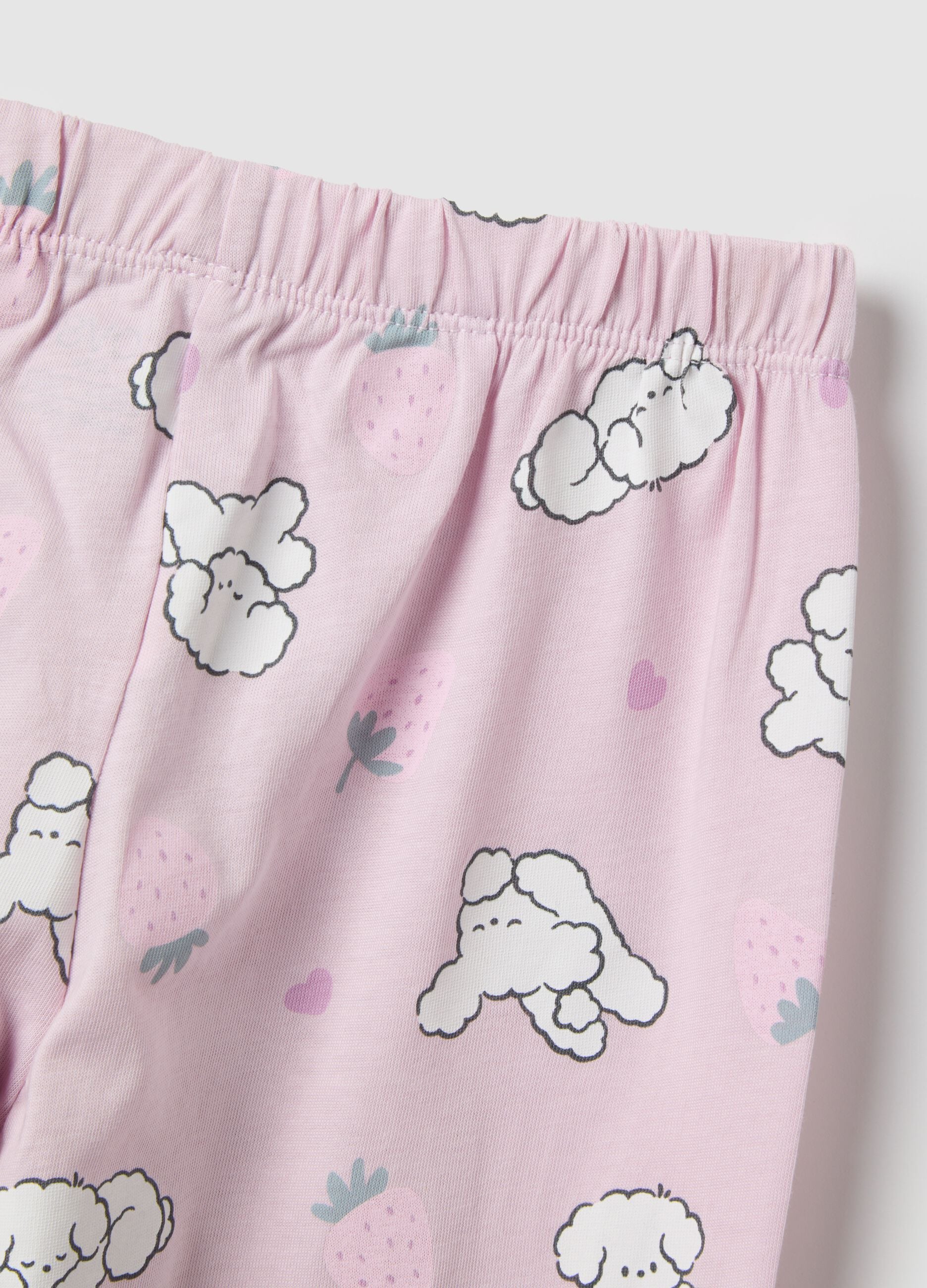 Pink pure cotton regular fit pyjamas with prints for girls