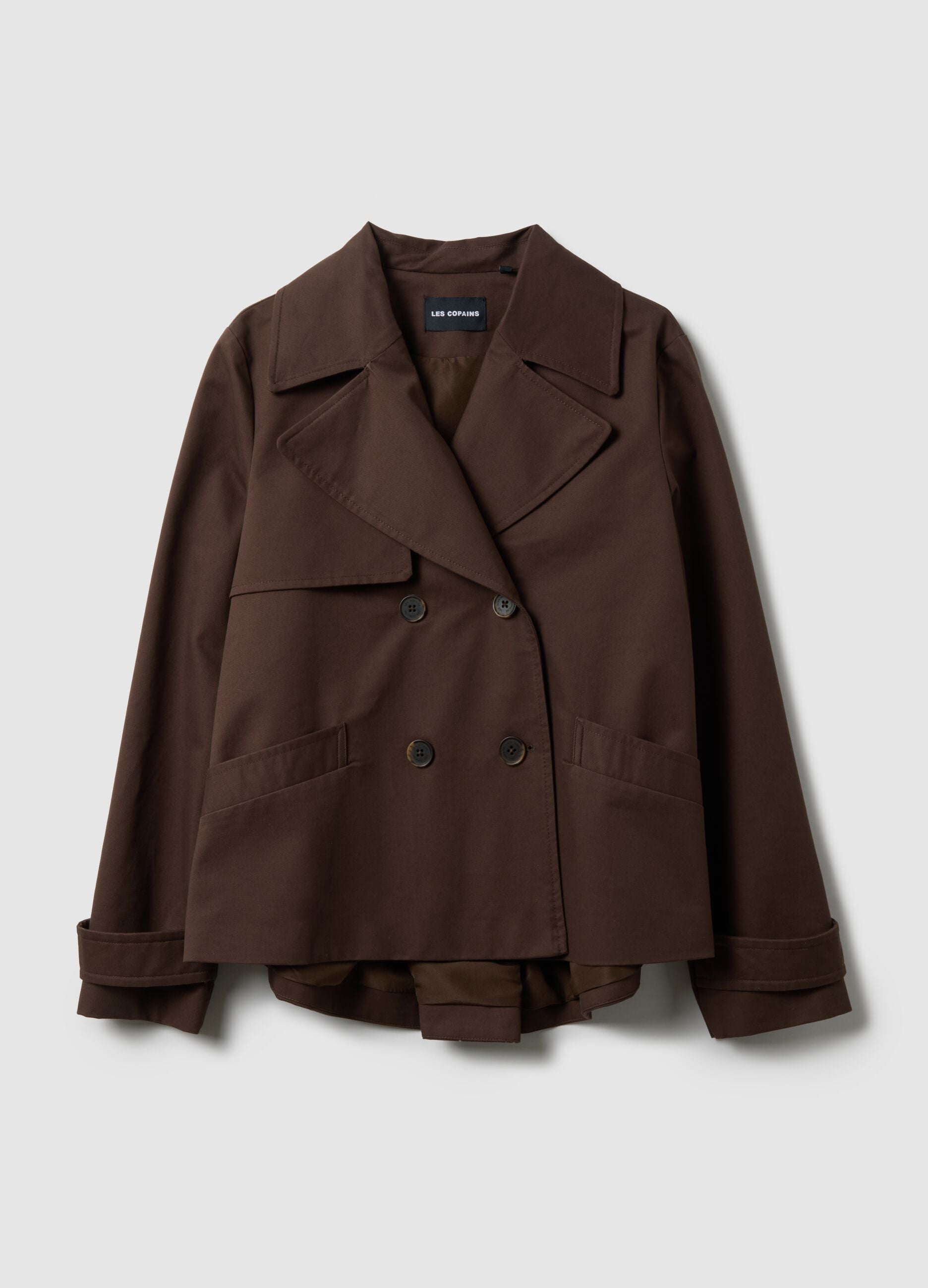 Brown pure cotton regular fit jacket with buttons