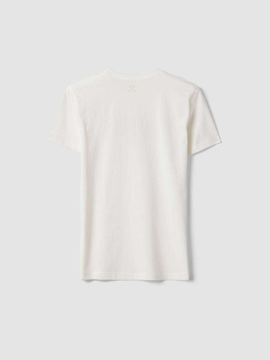 T-shirt in puro cotone bianca da ragazzo regular fit con stampa_4