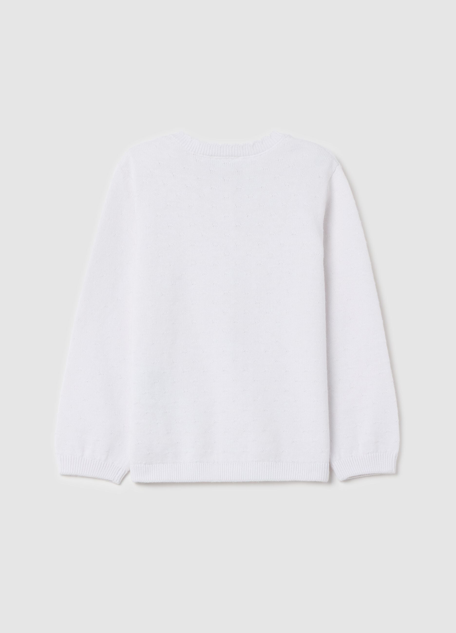 Cotton cardigan with scalloped neck
